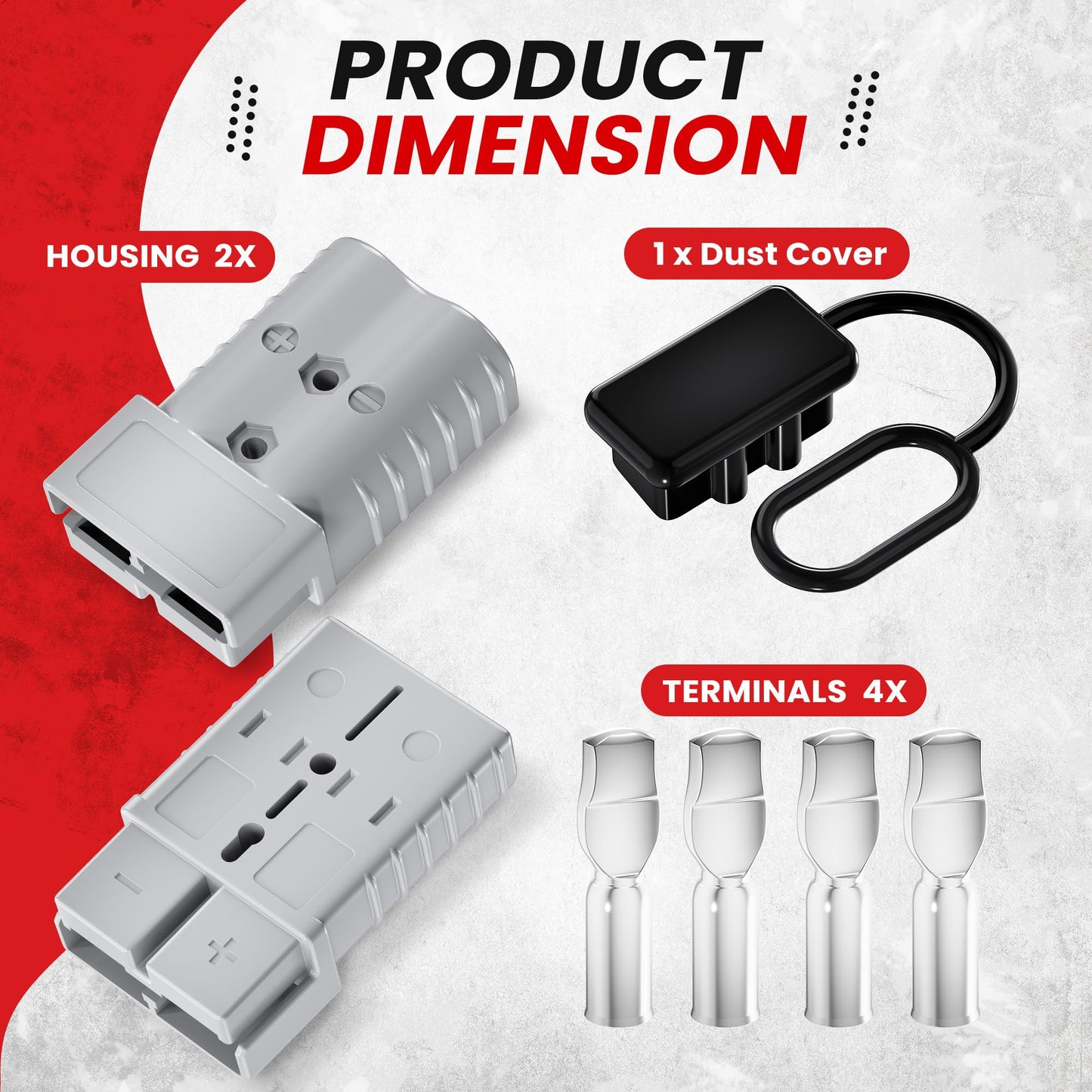 DMTVAL 120A Quick Connect Battery Connector Kit, Genderless Plug for 4 AWG Wire, 2 Pack Red Housing, Suitable for Car, Trailer, Winch, Forklift, Trolling Motor