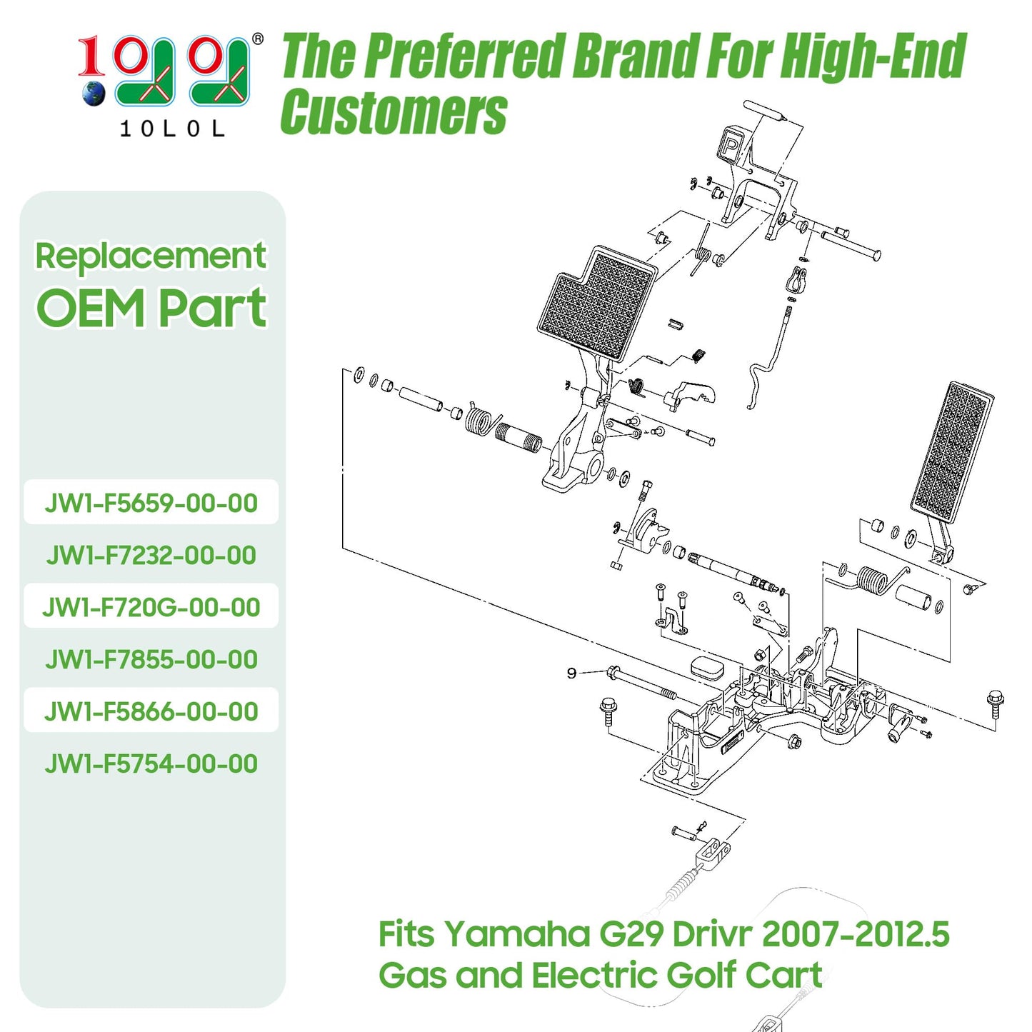 10L0L Golf Cart Brake Pedal Parking Release Kit, Suitable for Yamaha G29 Drivr 2007-2012.5 Golf Cart OEM# JW1-F5659-00 JW1-F7275-00 JW1-F720G-00 JW1-F1128-00