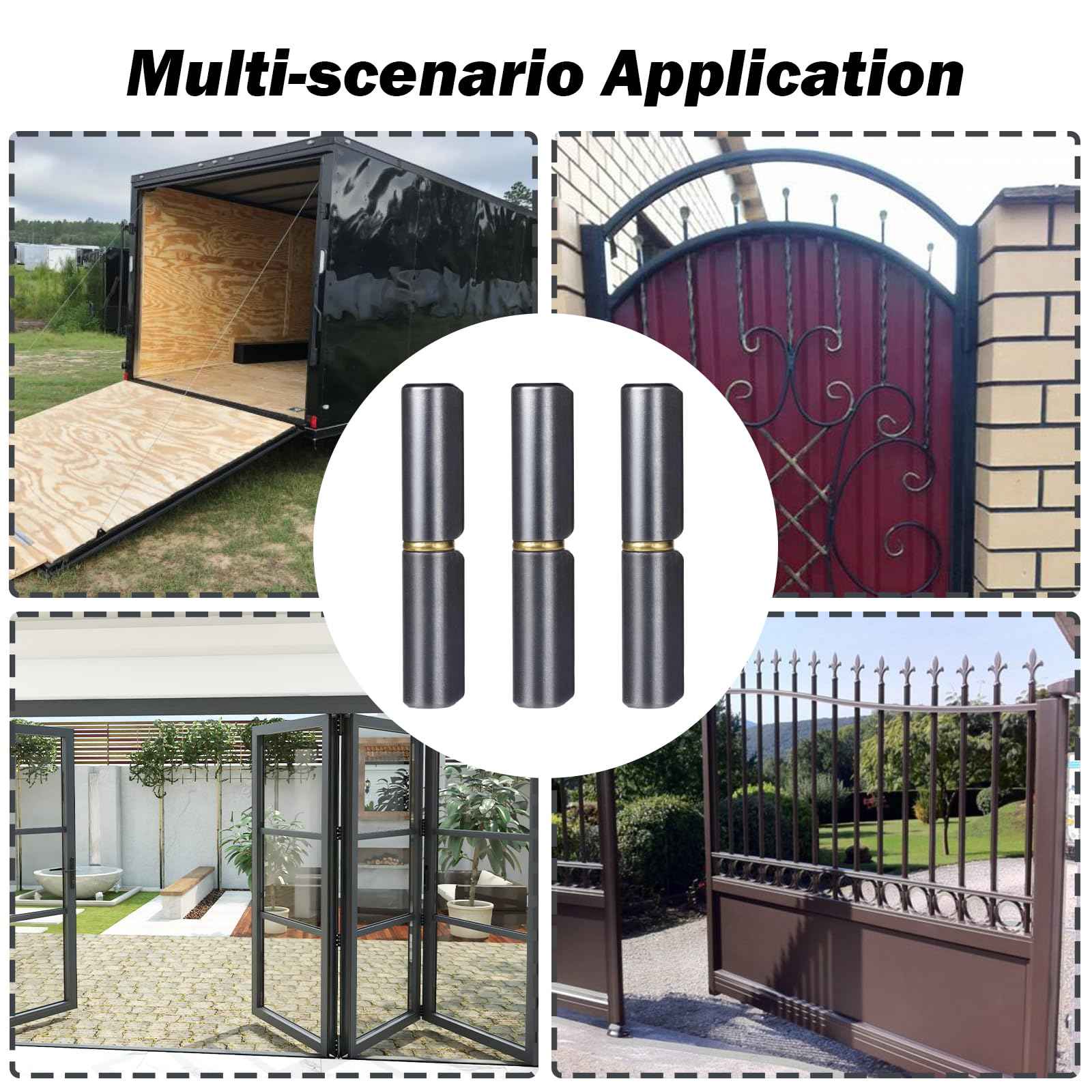 20 Pack 3 Inch Weld On Barrel Hinges, Heavy Duty Carbon Steel Detachable Hinge for Metal Swing Doors, Gates, Trailer Ramps, and Driveway Gates, 360° Rotating Bullet Hinges with Low Friction Pin