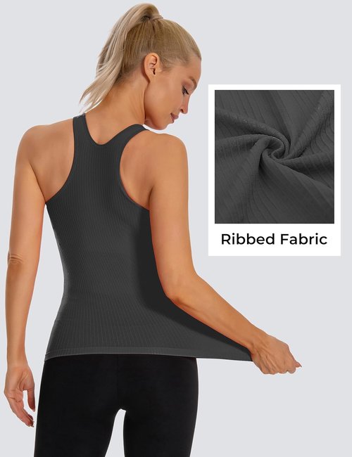 MathCat Seamless Workout Tank Top - Women's Padded Racerback Yoga Camisole (XS-2XL)