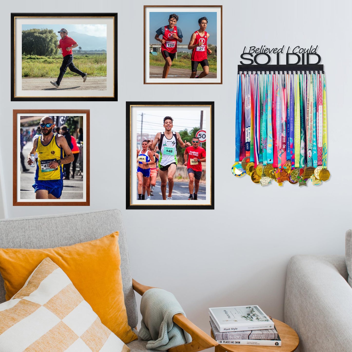 Personalized Medal Display Hanger – Showcase Your Achievements - I Believed I Could - Durable Metal Wall Hanger Organize Sports Race Awards Hold Up 60+ Medals for Running Gymnastics Athlete Kids
