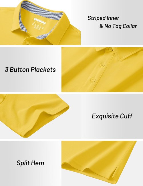 Cotrasen Men's Polo Shirt - Short Sleeve Cotton Pique with 3 Buttons | Classic Fit Golf Tee