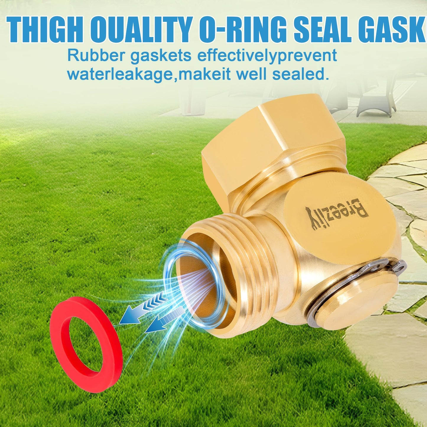 Breezliy Garden Hose Swivel elbow Connector 90 Degree Solid Brass Pipe Fittings,Brass Replacement Part Swivel,Hose Kink Protector（1pc）