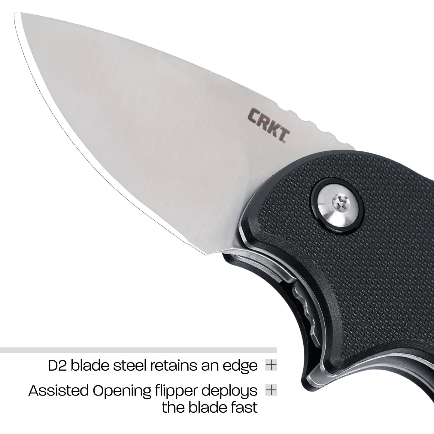 CRKT Orca Everyday Carry Assisted Folding Knife with Liner Lock: D2 Plain Edge Blade, Glass-Reinforced Nylon Handle, Pocket Clip, 7930