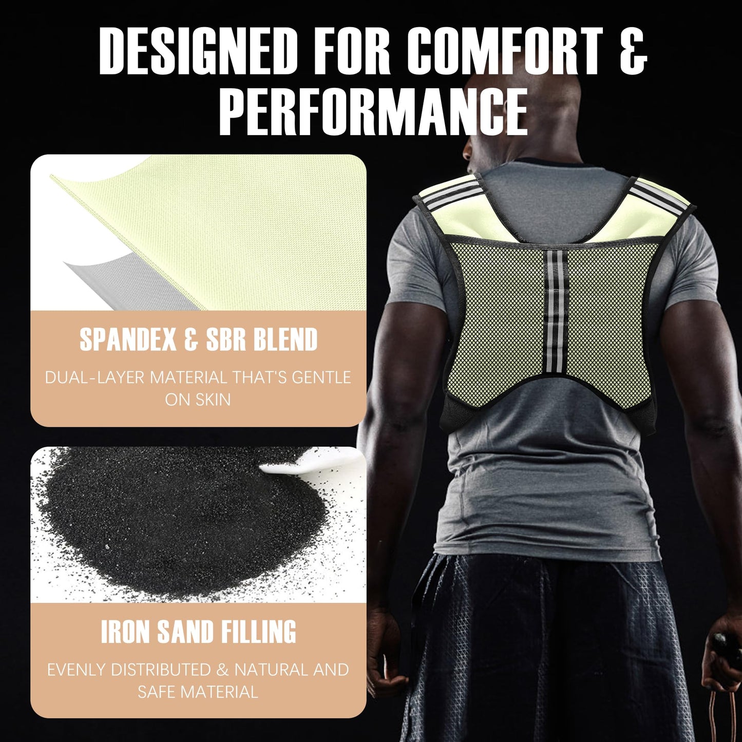NATURELUX Weighted Vest with Reflective Stripe and Adjustable Buckle Straps, Pale Green, 10 lbs