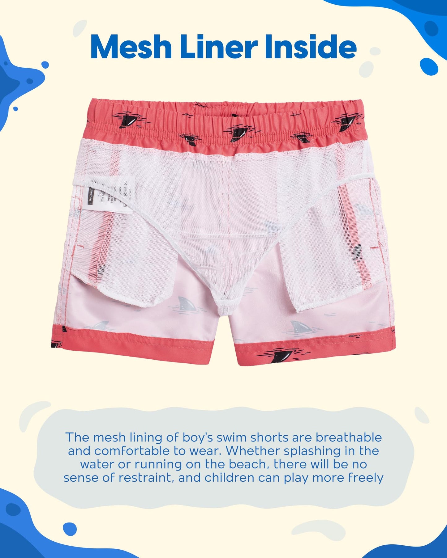 maamgic Boys Swim Trunks Toddler Swim Shorts Little Boys Bathing Suit Swimsuit Toddler Boy Swimwear,Pink Black Whale,8 T