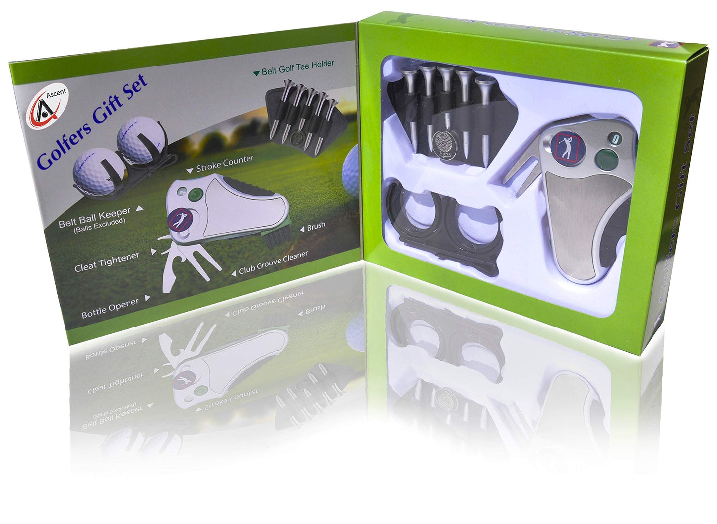 Golfer's Best Golf Gift Set: Tool - Stroke Counter, Divot Tool Repair, Brush, Ball Marker, Cleat Tightener, Club Groove Cleaner Belt Tee Holder Tees Belt Ball Holder - Gift Idea for Men Women