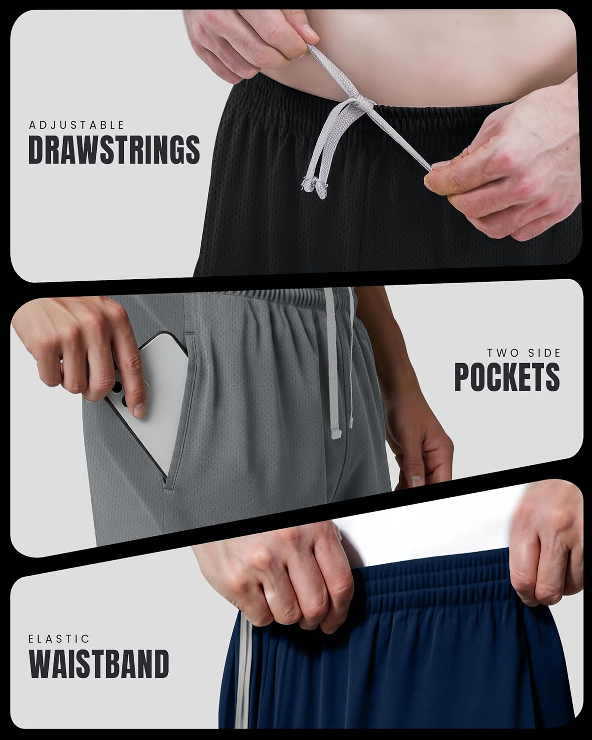NY Threads Men's Athletic Shorts - Quick Dry Lightweight Workout & Running Gym Shorts with Pockets | 3 Pack