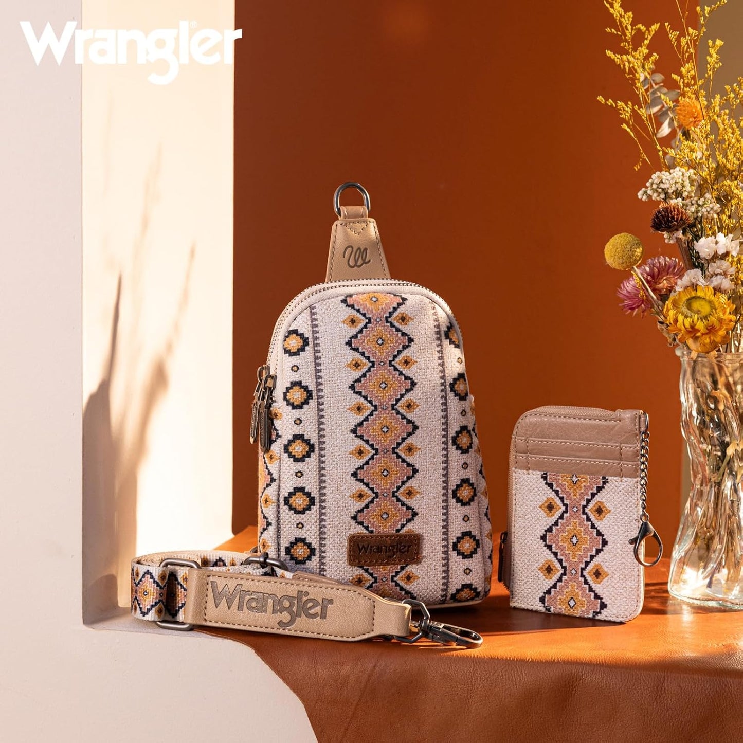 Wrangler Aztec Crossbody Sling Bag for Women - Stylish Wallet Set | Versatile & Functional