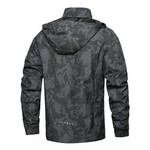 Hikevitang Men's Lightweight Waterproof Rain Jacket,Shell Hooded Outdoor Raincoat Hiking Windbreake jacket(R6226-ZQ-BL-M)