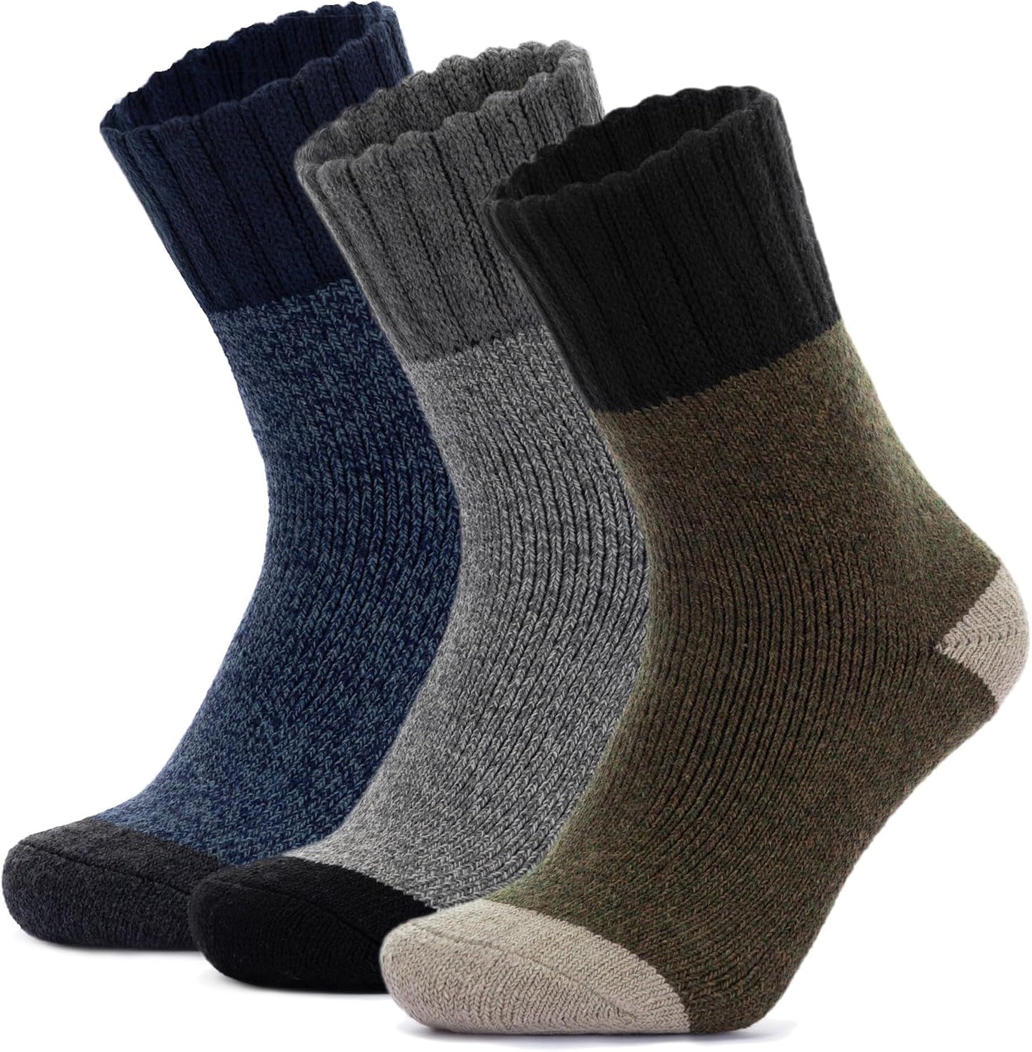 RockDove Men's Thick Knit Wool Blend Crew Socks - Warm, Comfortable & Durable | Perfect for Cold Weather