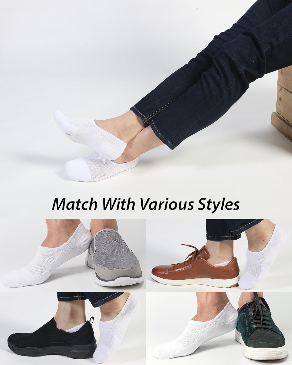 Pro Mountain No Show Socks - Wide Toe Box for Bunion Relief | Unisex Cotton Cushion Footies, S-XL