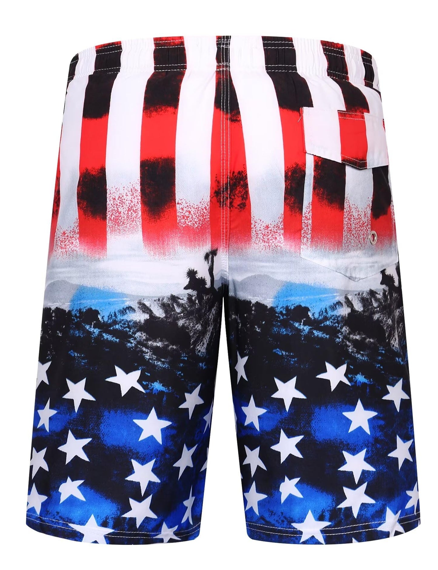 ELETOP Men's Swim Trunks Quick Dry Bathing Suit Swimming Board Shorts Mesh Lining Beach Swimwear American Flag XL