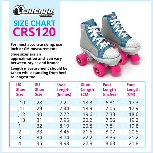 Chicago Skates Light Up Kids Roller Skates Girls - 4 Size Adjustable Roller Skates, Durable Top Performance with Front Stopper,54mm Urethane Wheels, Comfortable, Smooth Rolling, Indoor Outdoor, Age 3+