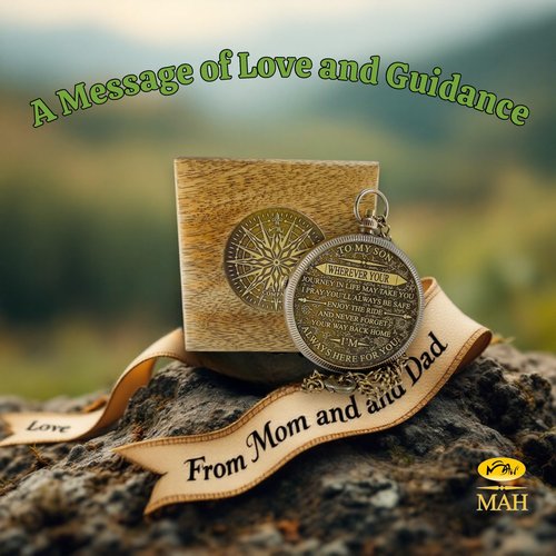 Brass Compass Gift – to My Son Never Forget that I Love You, Sentimental Keepsake Gift from Mom Dad & Grandparents for Graduation, Baptism, Confirmation, Communion, Birthday, Back to School Best Gift