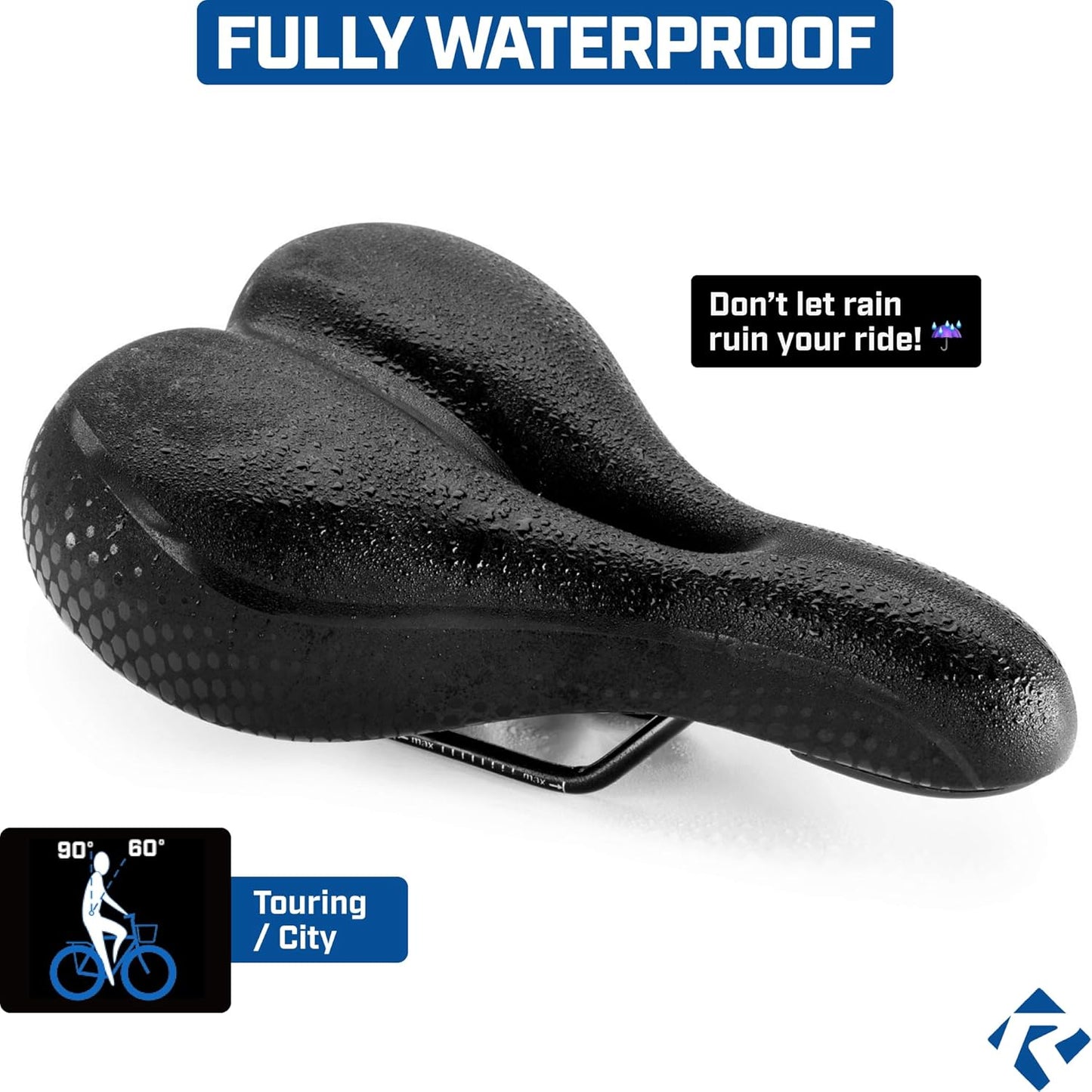 Revere Bike Seat - Performance Memory Foam Bicycle Saddle with Anti-Vibration Suspension | Waterproof for Men & Women