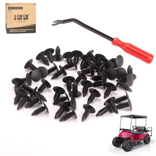 10L0L Golf Cart Universal Plastic Rivet for Yamaha EZGO Club Car Golf Cart with Clip-on Screw Driver OEM 1010434, (50 PCS)