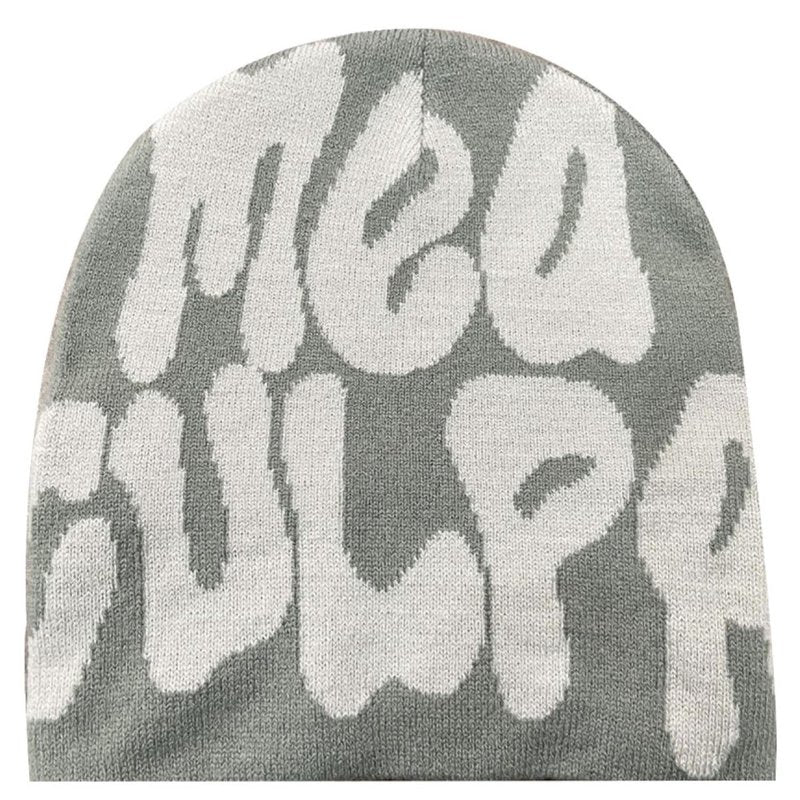 DadaFash Beanie Y2k Hat Acrylic Knit Skull Cap MEA Culpa Graphic Beanies Design Winter Warm Hats for Women Men Teenagers, Gray White