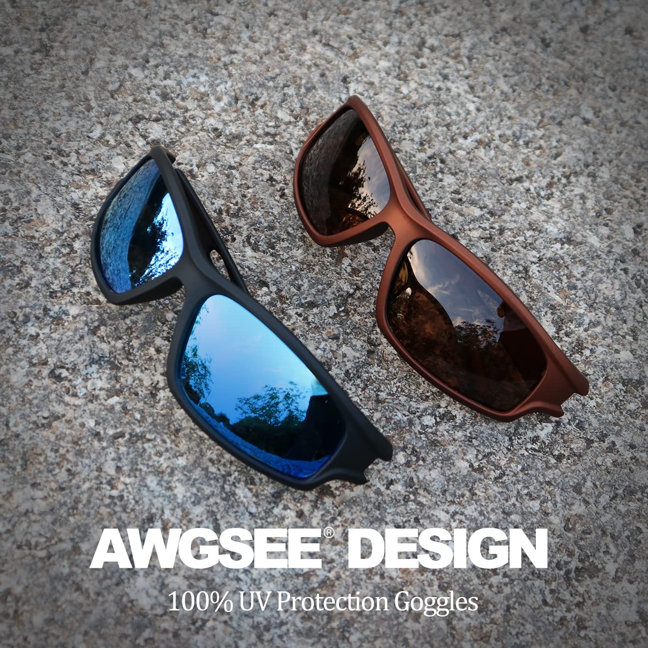 AWGSEE Polarized Sports Sunglasses for Men 100% UV Protection Wrap Around Unbreakable Sun Glasses for Fishing Driving