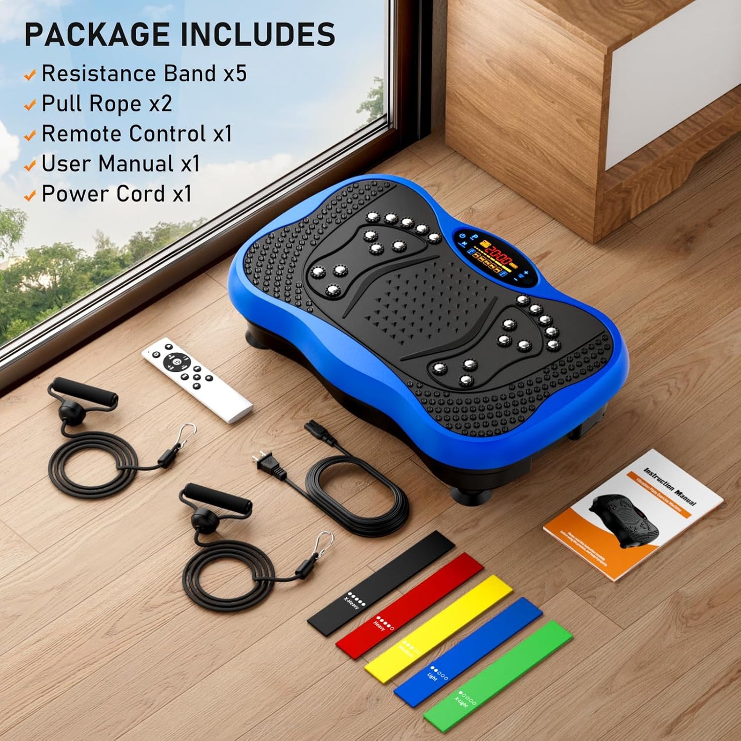 Skiennix Vibration Plate Exercise Machine - 130 Levels for Full Body Workout & Weight Loss | 450 Lbs Capacity with Resistance Bands & Bluetooth