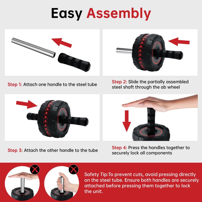 SaintCos Ab Roller Wheel for Abs Workout - Core Strength Training Equipment for Home Gym with Knee Pad, Abdominal Exercise Wheel for Men and Women