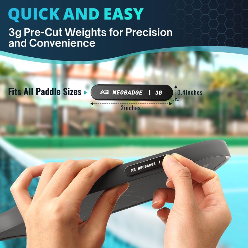 Neobadge Weighted Pure Tin Tape for Pickleball Paddles | Safe, Lead-Free, High-End Customizable Alternative to Lead Tape | Precise One-Step Installation, No Measuring
