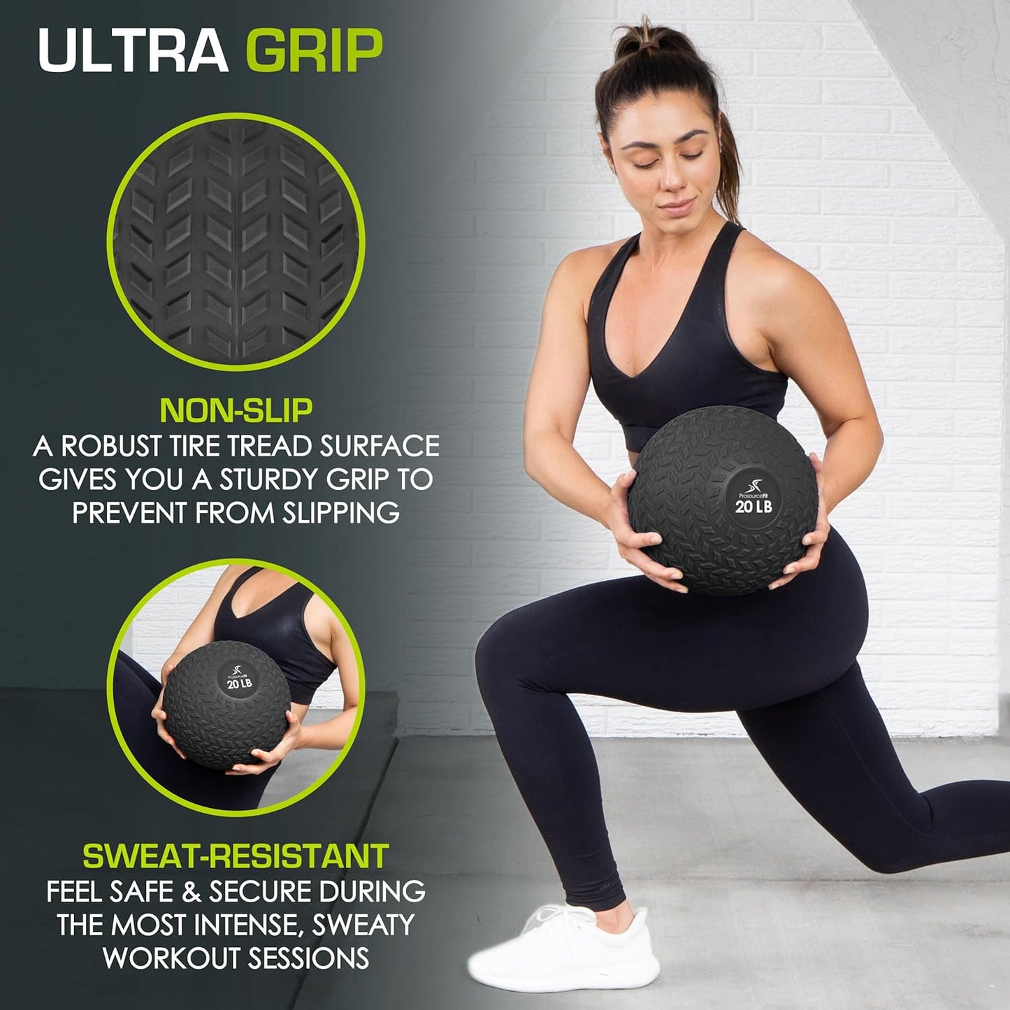 ProsourceFit Slam Medicine Balls - Smooth & Textured Grip for Strength Training | 5-50 lbs Options