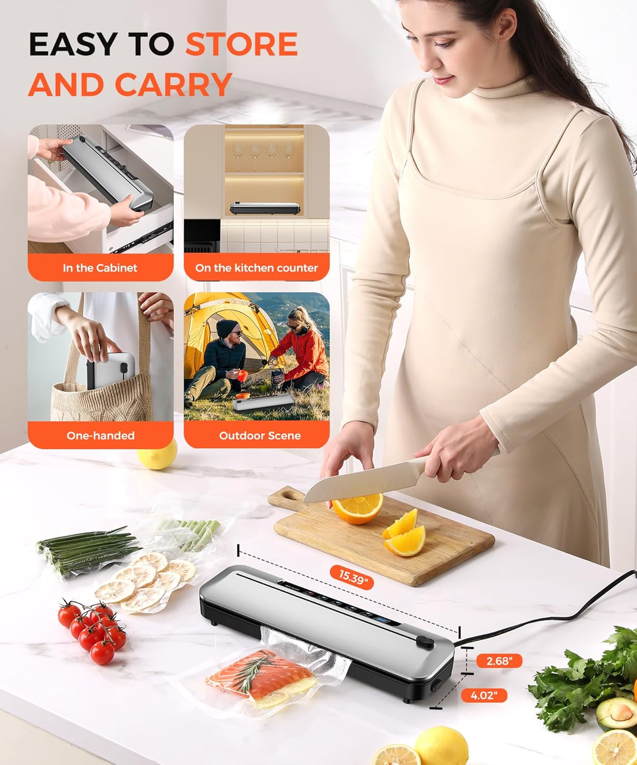 Vacuum Sealer Machine - 6-in-1 Dry/Moist Modes & Digital Timer | Compact Design with 10 Bags (Black/Silver)