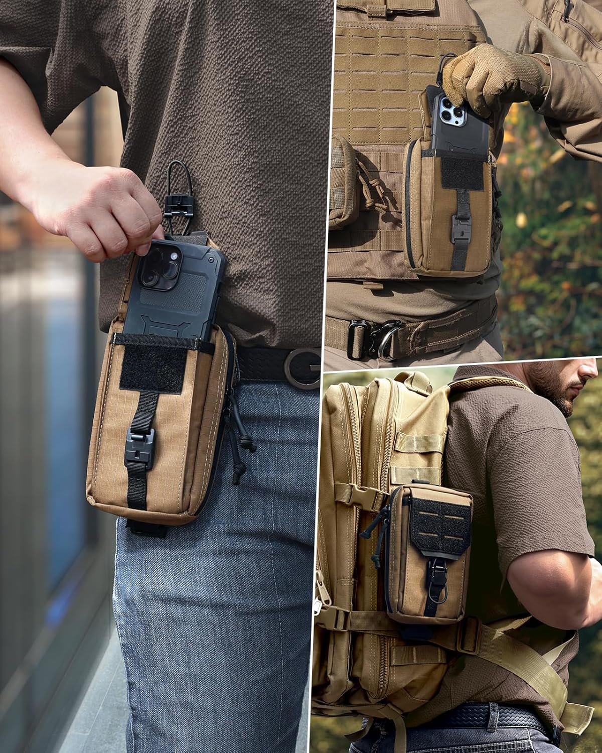 RXW Tactical Utility Phone Pouch - MOLLE EDC Tool Holster for Vests & Duty Belts | Fits 4.5"-6.9" Phones