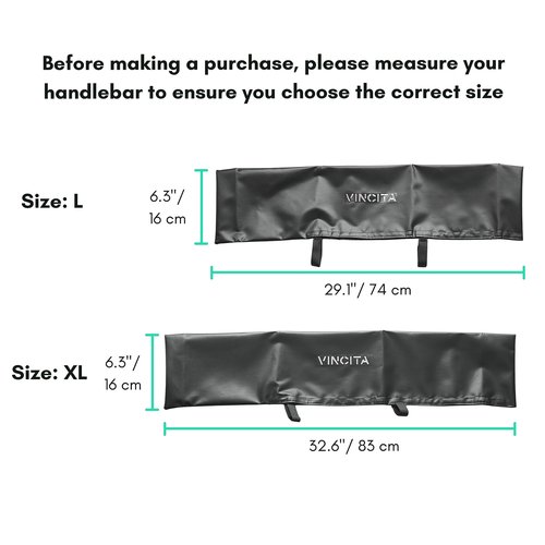 Vincita Mountain Bike Durable Water-Resistant Handlebar Cover Black XL with Hook and Loop Adjustable Strap Bike Cover Road Bicycles Bikepacking Accessories (Waterproof/Black)