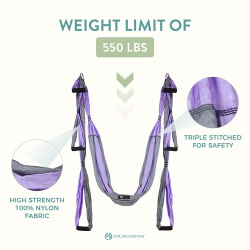 UpCircleSeven Aerial Yoga Swing Set Ceiling Mount Accessories, Purple/Grey
