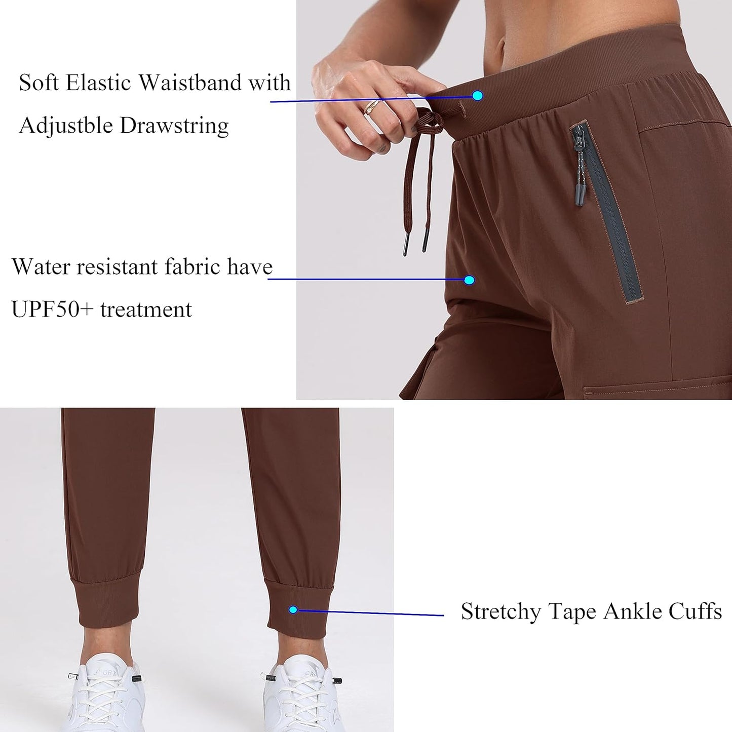Oalka Women's Cargo Hiking Pants - Lightweight Quick-Dry Joggers with Pockets | Perfect for Travel