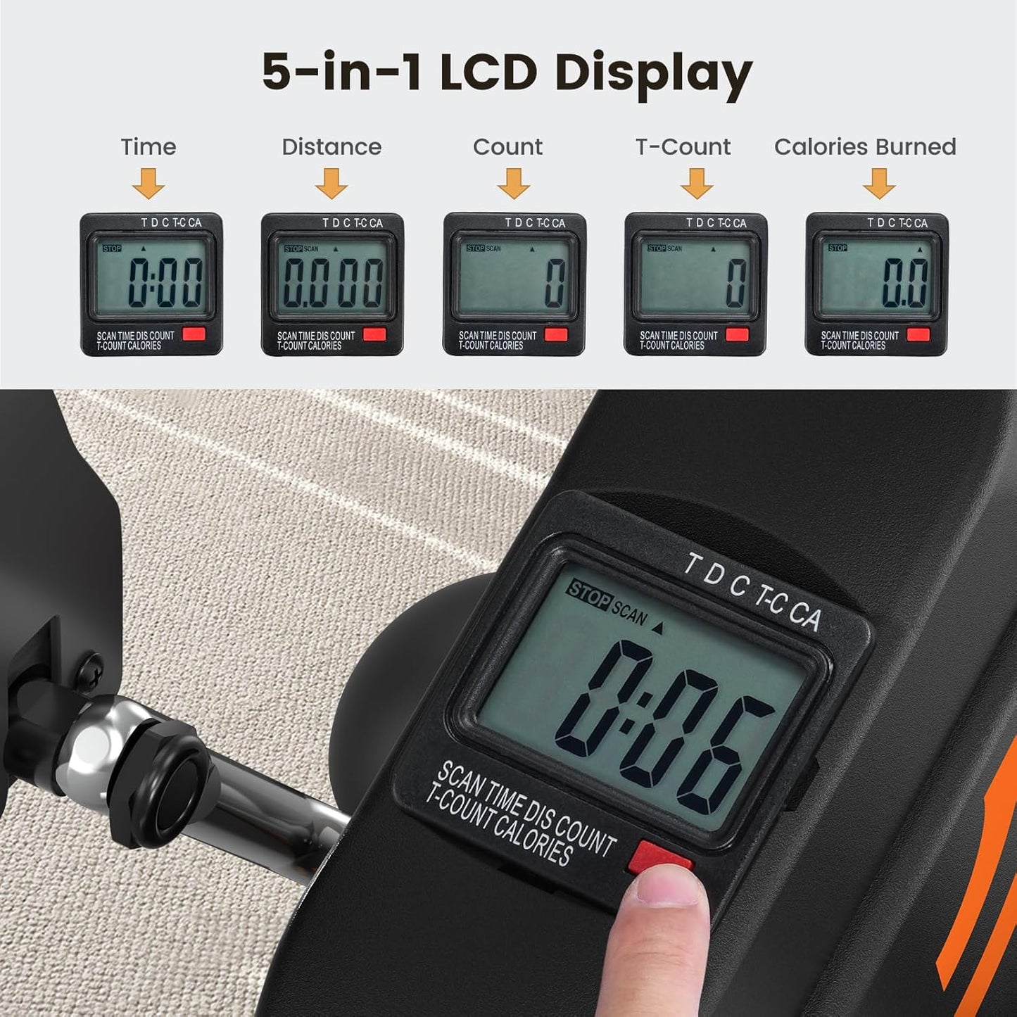 Sportneer Under Desk Bike Pedal Exerciser - Portable Mini Exercise Bike for Seniors | LCD Display, Anti-Skid Mat