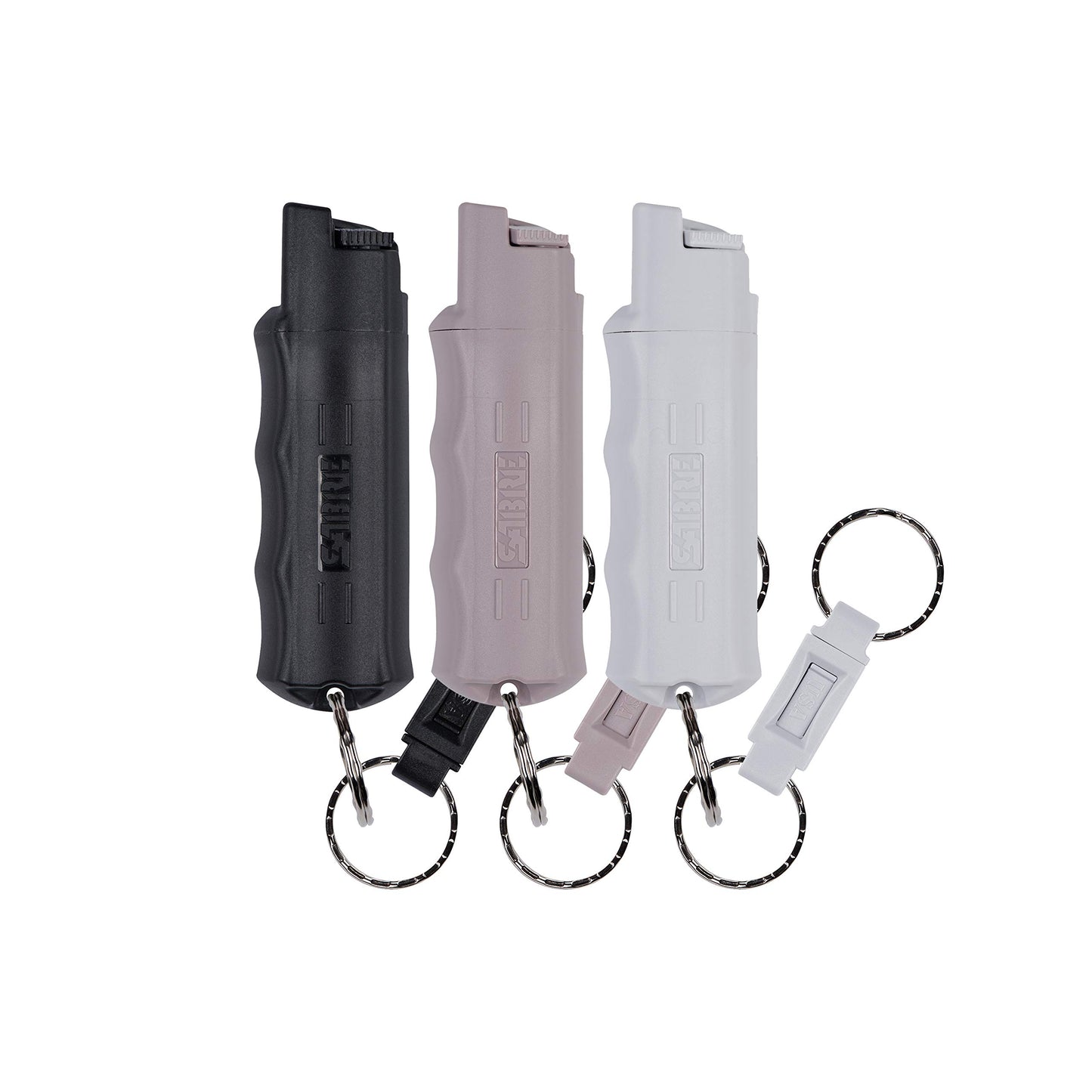 SABRE Pepper Spray with Quick Release Keychain for Self Defense – Multi Pack Max Strength OC with UV Marking Dye, Twist Lock Safety, Finger Grip, 10‑Sec. Spray, 14‑ft Range, Made in USA, 0.54 fl oz