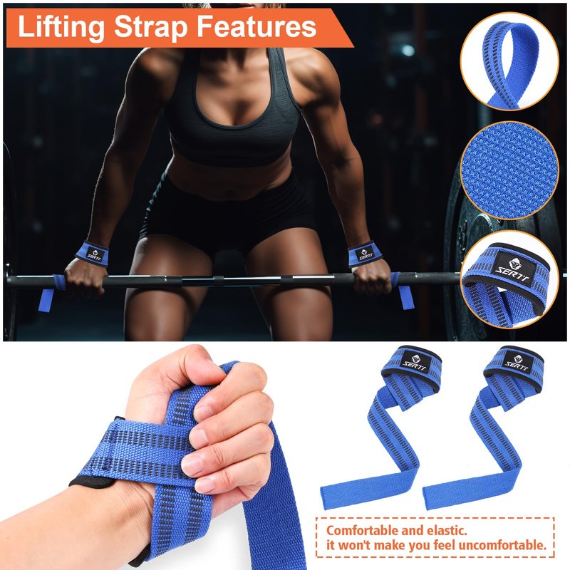 SERTT 12Pcs Foam Barbell Pad Set for Squats, Hip Thrust Pad Gym Essentials Set for Workout, 1 Gym Pad, 1 Carry Bag, 2 Lifting Strap, 2 Ankle Cuffs, 3 Ankle Risistance Band, 3 Hip Resistance Bands