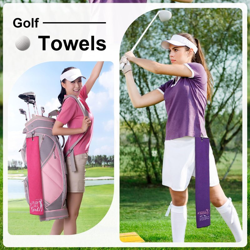 Moukeren 6 Pcs Funny Golf Towel for Women Mom Embroidered Ball Towel Gift Swing Swear 16 x 24 Microfiber Waffle for Golf Bag with Clip Accessories for Grandma Aunt Girlfriend Retirement Present