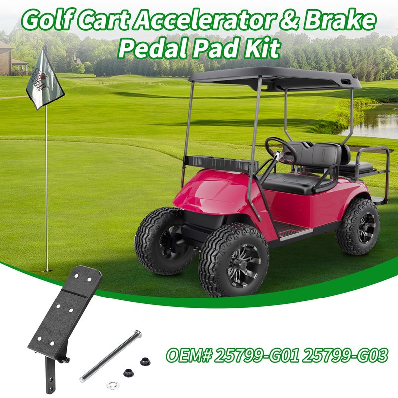 10L0L Golf Cart Accelerator & Brake Pedal Pad Kit Compatible with EZGO TXT G&E Golf Cart Models, OEM# 25799-G01, 25799-G03