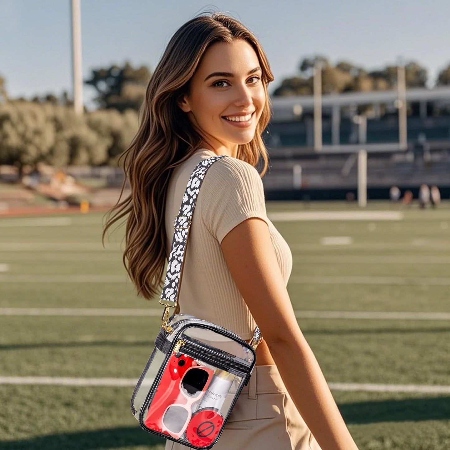 MAY TREE Clear Stadium Approved Purse - Adjustable Strap for Concerts & Events | Stylish Handbag