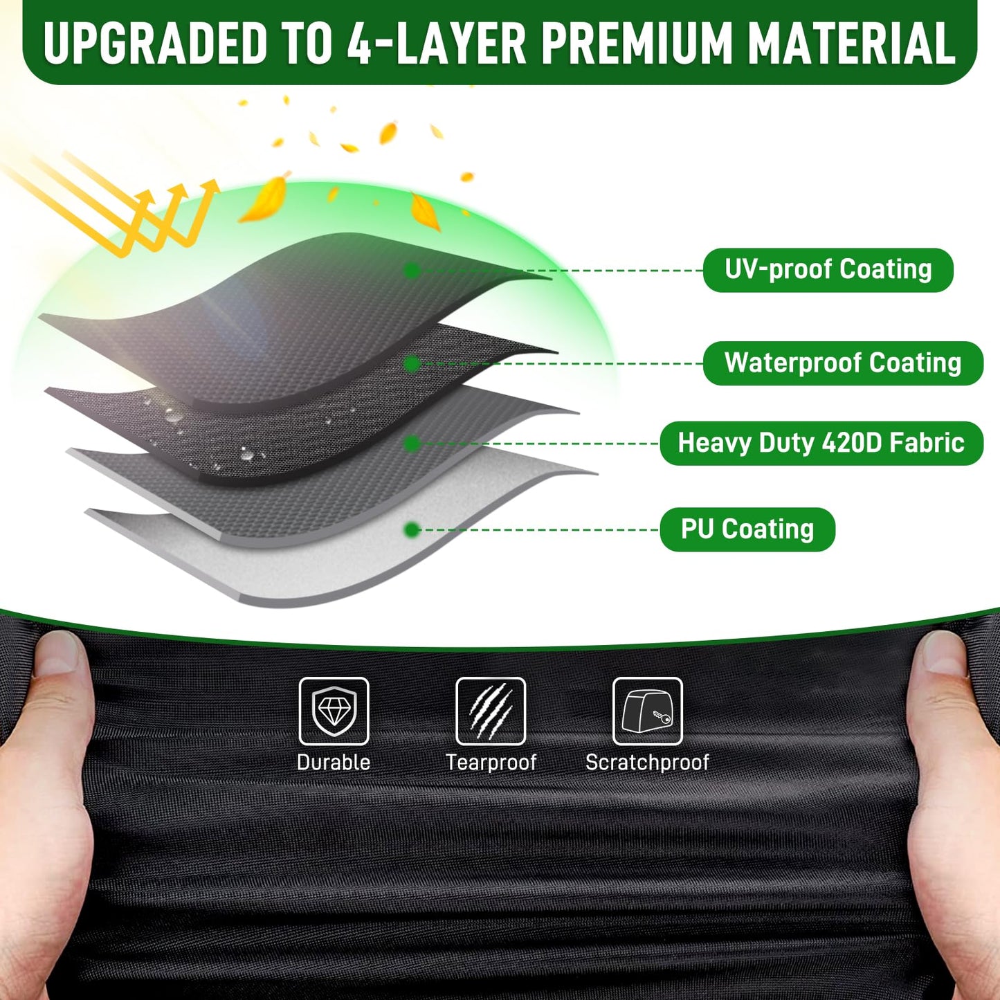 Cartalia 2 / 2+2 / 4 Passenger Upgraded Golf Cart Cover with Safe Reflective Strips Fits EZGO Club Car Yamaha, 420D Heavy Duty Cover All Weather Protection Waterproof Sunproof Dustproof Snowproof