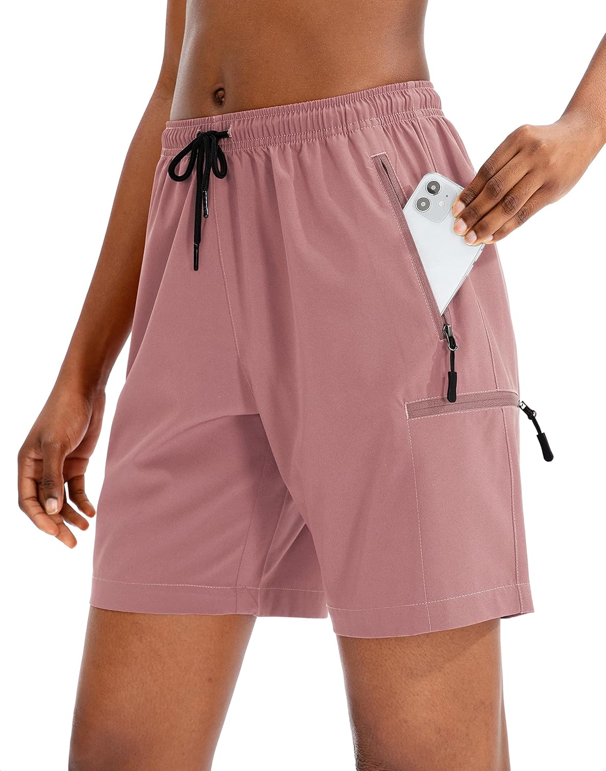 SANTINY Women's Hiking Cargo Shorts - Quick Dry, Lightweight Summer Athletic Shorts with Zipper Pockets