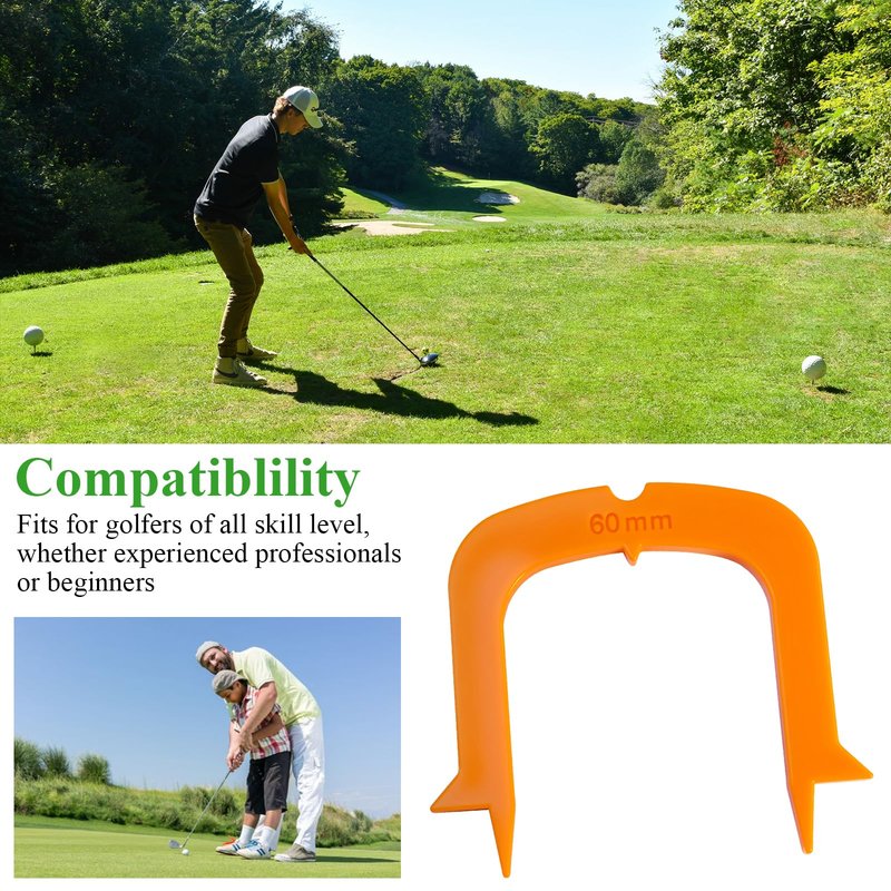 2 Pcs Align Putting Gates Practice Set for Providing Alignment & Accuracy Assistance, Golf Putting Practice Aid, Alignment Tool, Golf Putting Mat Trainer for Use on the Green, 60mm W Orange