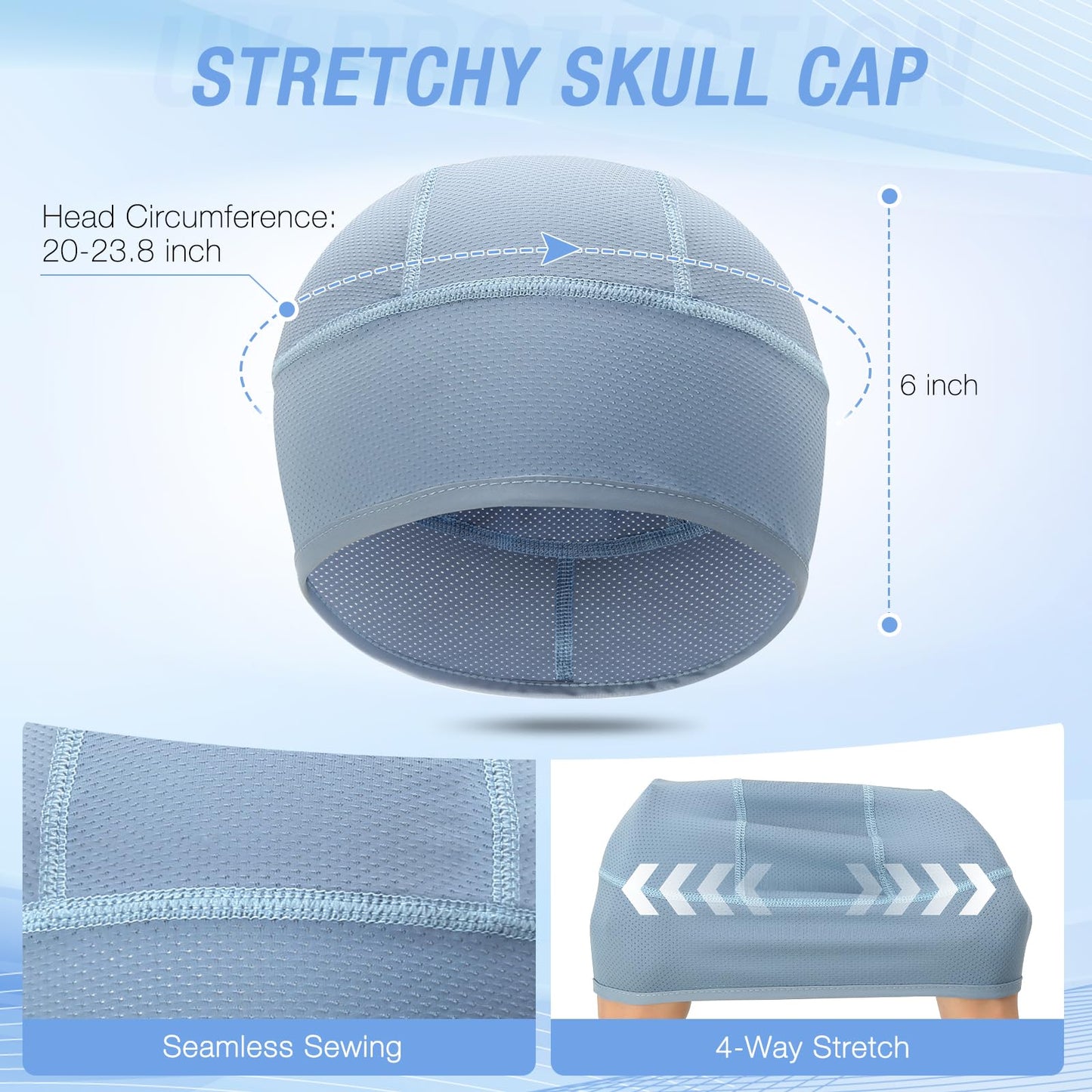 3 Pack Cooling Hard Hat Liner Skull Cap, Mesh Sweat Wicking Helmet Liners, Under Hardhats Cap for Men Women