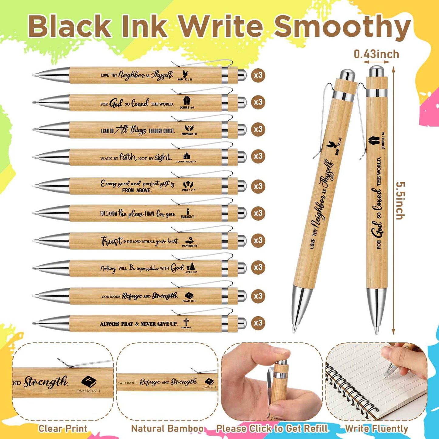 Spakon 60 Pcs/ 30 Set Christmas Christian Gifts Bulk Bible Notebooks with Sticky Notes Ballpoint Pen Prayer Journals for Men Women Church Employee Pastor Appreciation VBS Inspiration Gifts(Kraft)