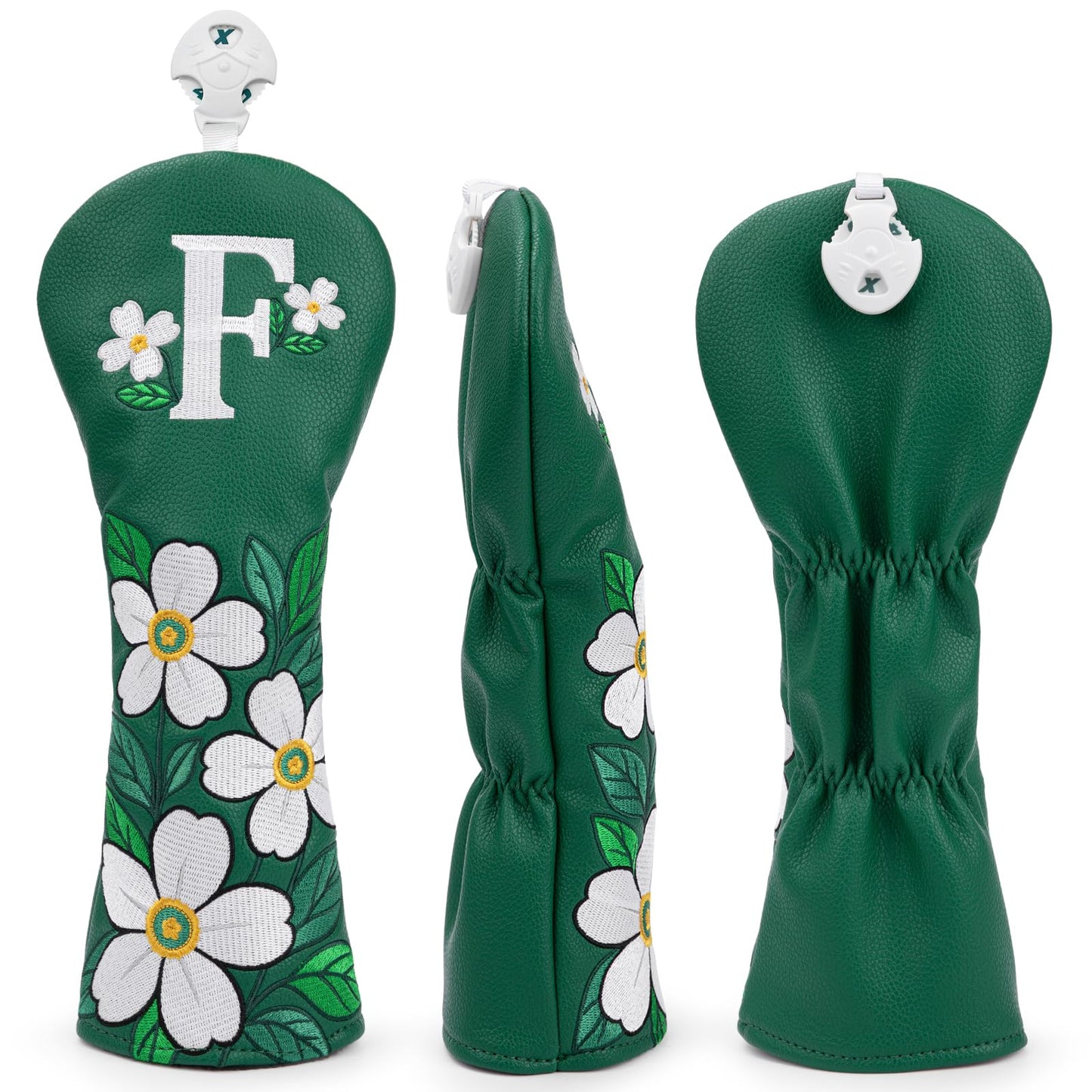 Golf Club Covers for Women Men Golfers, Green with Blooming Flowers Golf 3 Wood Cover Fairway Wood Headcover Rotatable # 3 4 5 7 X, Great Golf Gifts for Women (Fairway Wood Cover)