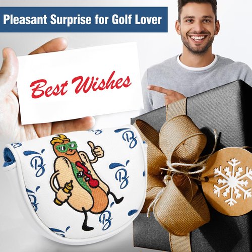 Golf Putter Cover OZ1 Premium Embroidery Hot Dog Mallet Putter Headcover Leather Golf Club Covers with Magnetic Closure fit OZ1,MEZZ1,MEZZ1 MAX