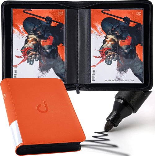D DACCKIT Comic Binder - Premium Comic Book Album with Sleeves | Holds 24 Regular Comics - Classic Orange