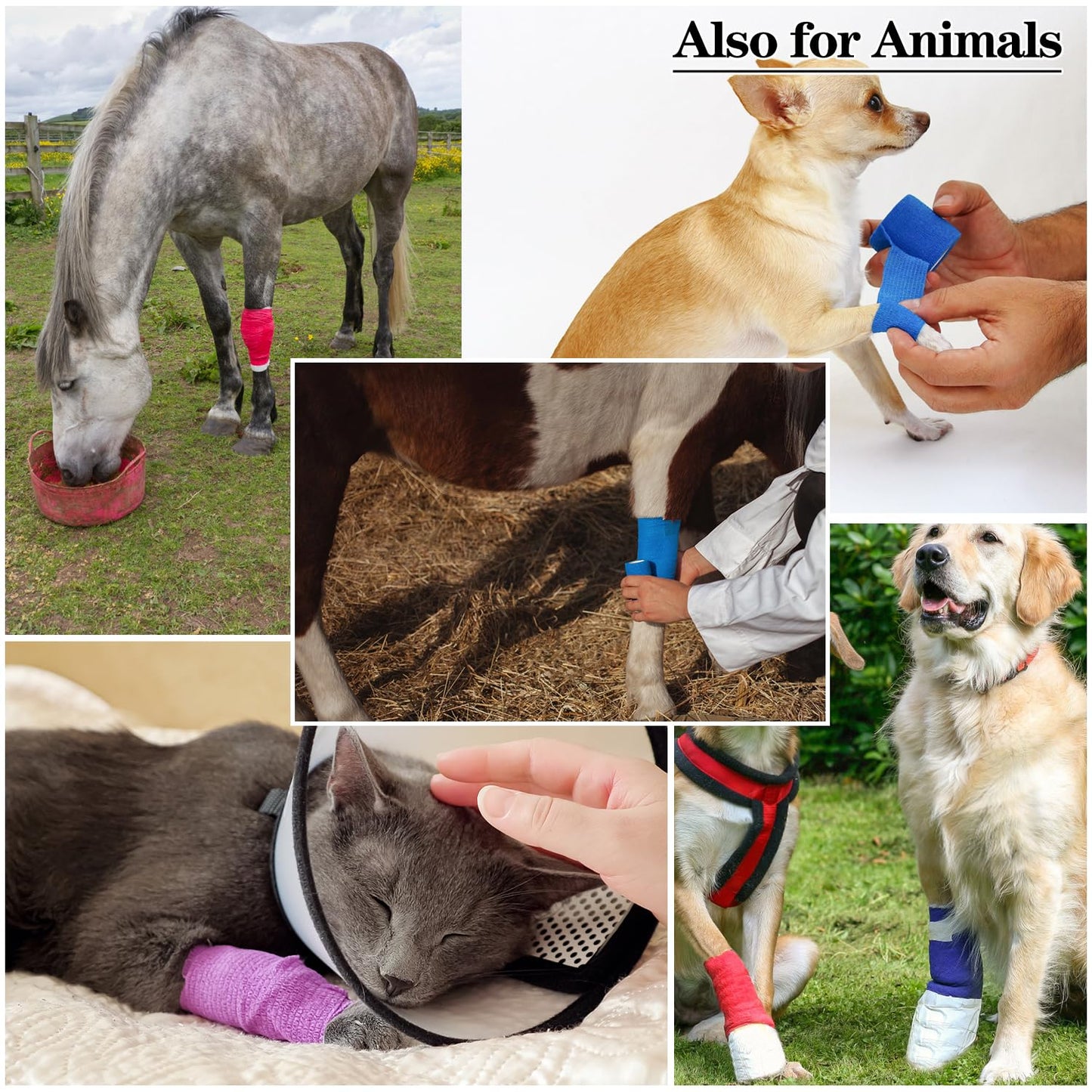 2" Self Adhesive Bandage Wraps, 24pcs Vet Wraps, Skin Color, 5 Yard Self Adherent Wraps for Sports, Wrist, Ankle and Swelling