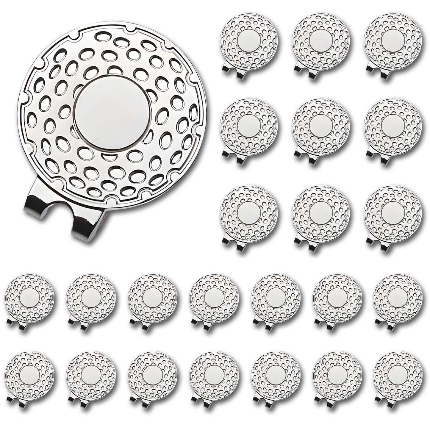 BSTWARM Magnetic Golf Hat Clips Ball Marker Holder for Golf Gloves Hats Bags Caps Visor Belt (Sliver)