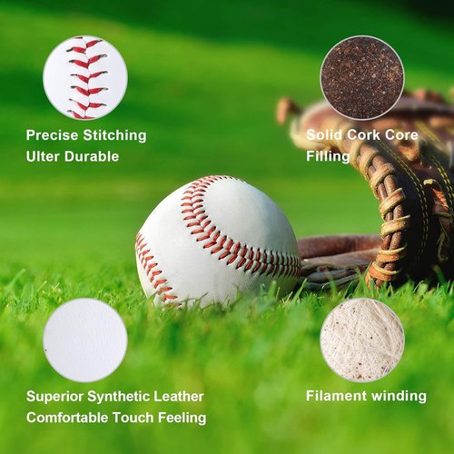 Baseball 12 Ball Pack - Youth & Adult 9-Inch Training Baseballs for Pitching & Autographs