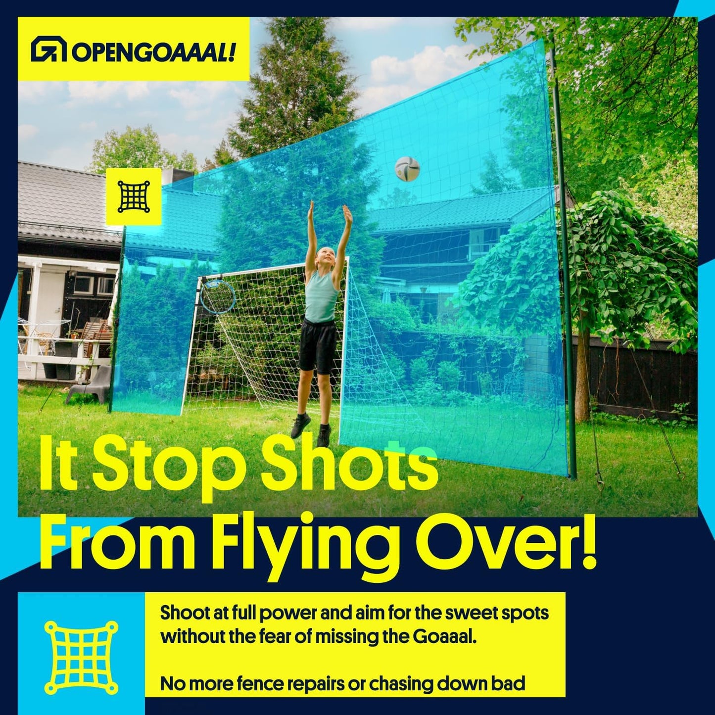 Open Goaaal 3-in-1 Soccer Training Rebounder - Versatile Soccer Goal for Volley & Passing - Outdoor Backyard Sports